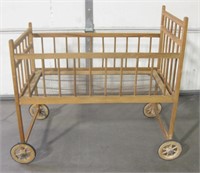Antique Lullaby Wood Crib w/ Wheels