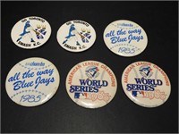 6 Vintage Toronto Blue jays Pinback Buttons