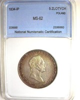 1837-IP 5 Zlotych NNC MS62 Poland