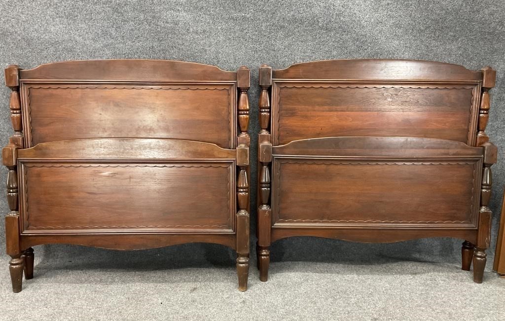 2 Davis Cabinet Co. Aged Walnut Twin Beds