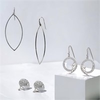 Sterling Silver Earring Trio: Angel, Marquise,