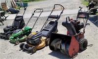 3 push mowers and snow blower needs work