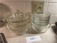 MISC. GLASSWARE DISHES PYREX AND MORE