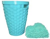 Tall Teal Basket and Toilet Rug