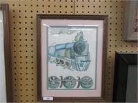 12 x 15" vintage steam engine, watercolor