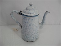 Enamel White & Blue Tea Pot