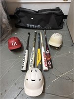 Lot of Easton Baseball Bats Helmets W/ Bag