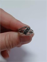 Sterling Silver and Diamond Accented Ring- 2.9g
