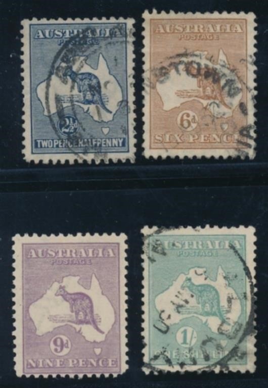 AUSTRALIA #4, #7, #9 & #10 MINT/USED FINE H