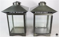 Metal & Glass Candle Holders / 2 Pc