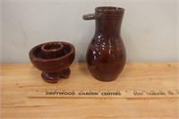 Pottery vase and bowl