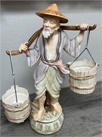 Bisque Porcelain Japanese man carrying water LARGE
