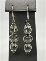 Sterling Silver Fancy Blue Quartz Drop Earrings