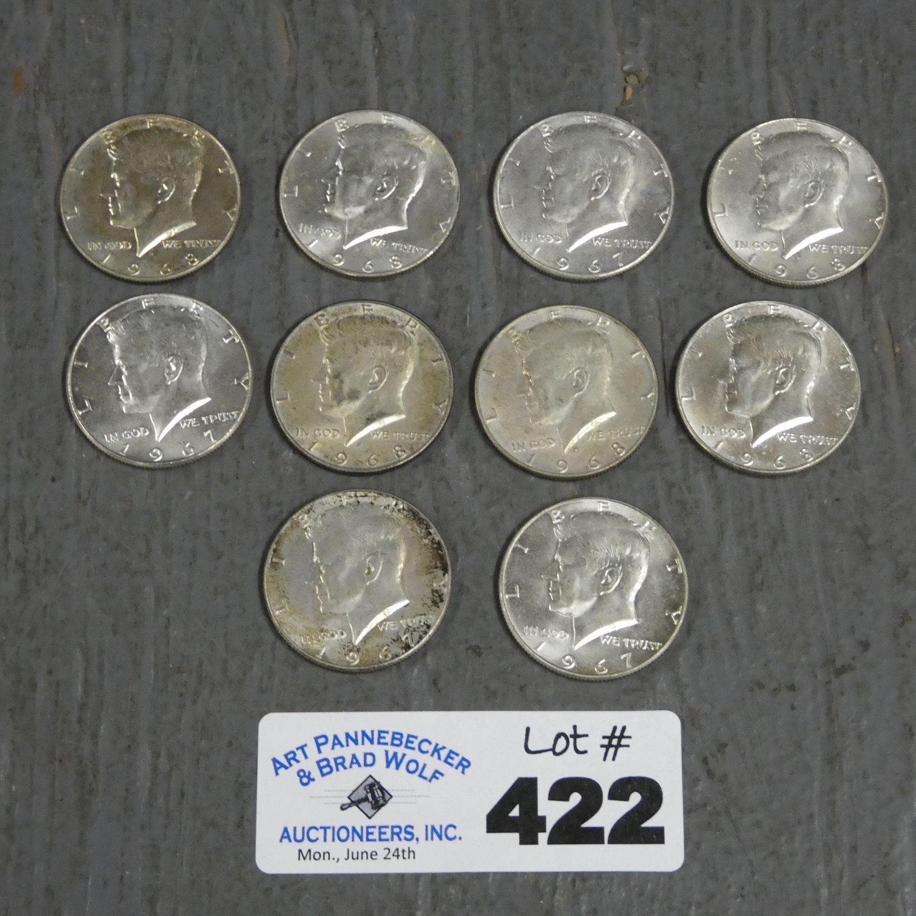 (10) 1965-69 40% Silver Clad Kennedy Half Dollars