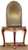 Neoclassical Style Demi-lune Console Table, Mirror