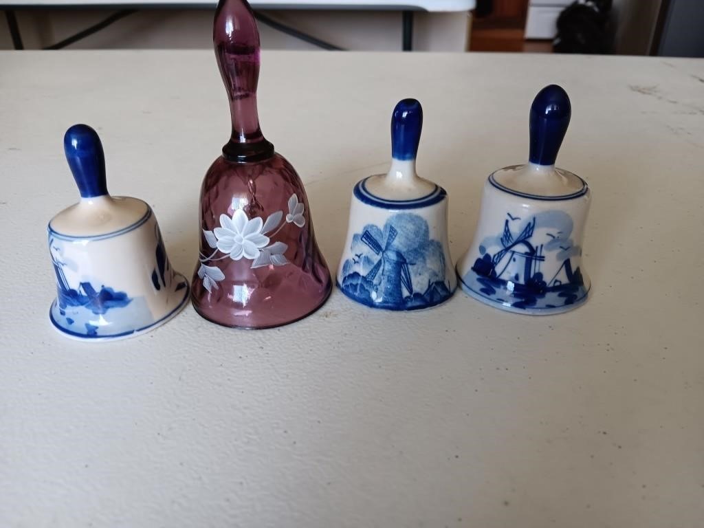 Bells-Hand Painted. Porcelain Glass.