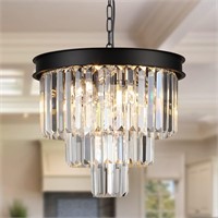 AXILIXI Modern Crystal Chandeliers 16” Black Ceili