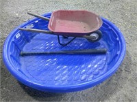 pool, wheelbarrow, bat