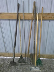 rakes, shovels, chipper