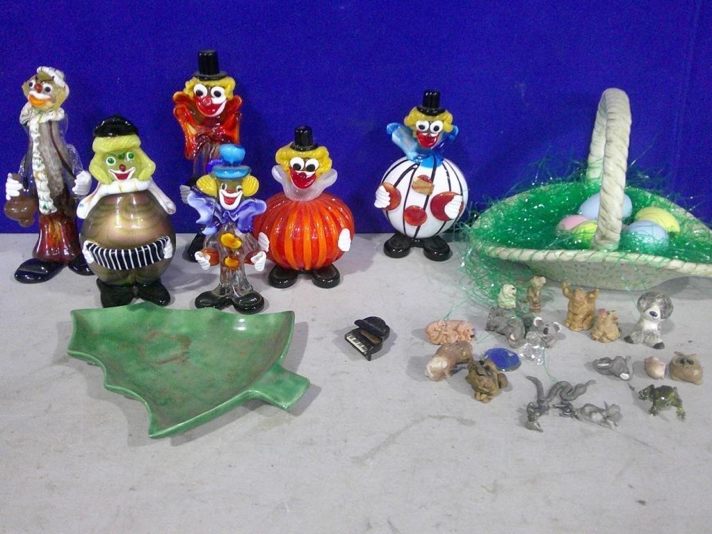 Clowns made from bottles, small animal figurines
