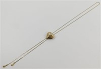 Vintage Gold Tone Heart Bolo Chain Necklace
