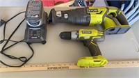 Ryobi One 18v Saws All, Drill, Charger, & Battery