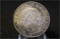 1959 Netherlands 2 1/2 gulden Silver Coin