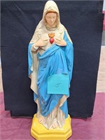 Vintage 22" Virgin Mary Statue, Chalkware/Pottery