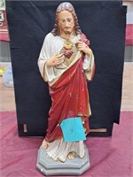 Vintage 22" Sacred Heart of Jesus Statue Chalkware
