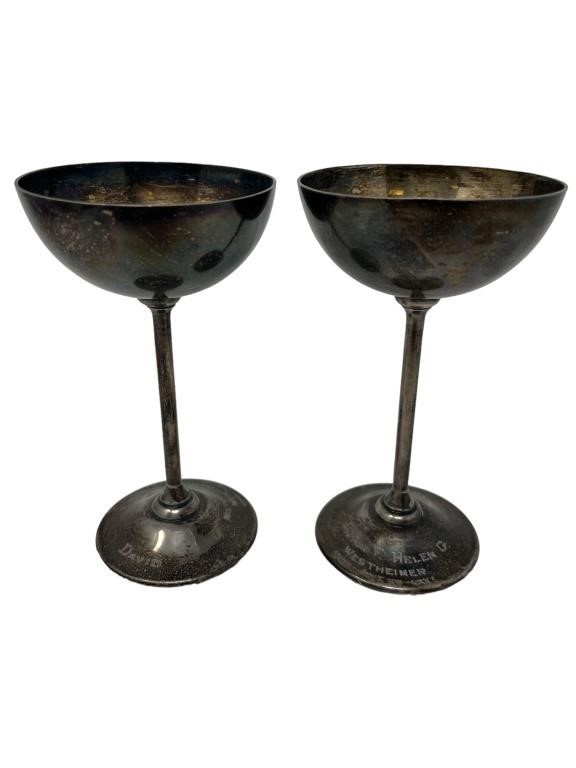 Heavy 1930s chalice trophy cups goblets