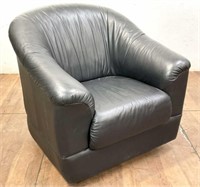 Contemporary Faux Leather Swivel Club Chair