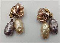 Fine Quality Italian Ear Clips w/Baroque Pearls