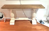 PINEAPPLE BASE & PLANK LOOK TOP TABLE