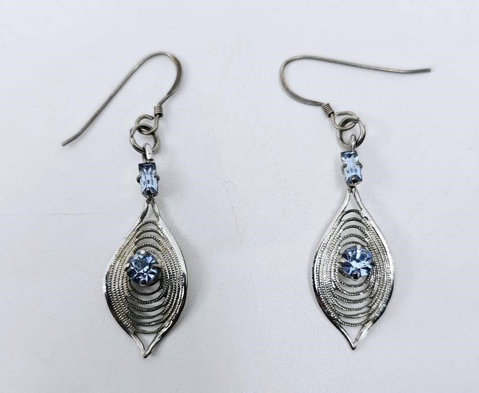 Sterling Silver Earrings set with Rhinestones