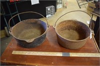 Two Cast Iron  Pots w/ Handles