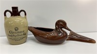 3 planters, brown glazed duck, hanging wall