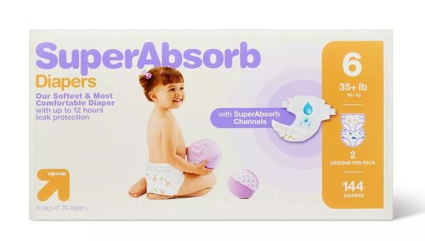 144 ct, Disposable Diapers, Size 6