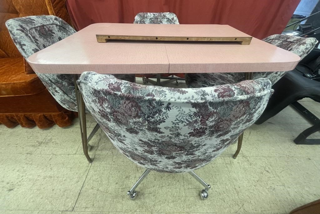 Vintage pink Formica and chrome kitchen table