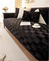 Huierxun Luxury 3D Plaid Faux Fur Couch Cover