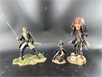 3 "Pirates of the Caribbean" figurines including J