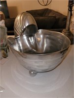 Large aluminum shell bowl. 11" x 8" x 10" tall