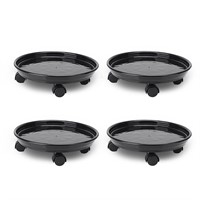Aligeneral 4 Pack 15.3" Black Plant Caddy with Ea