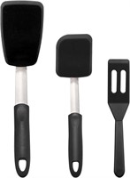 $14  3-Pc Black Silicone Spatula Set  Heat-Resist