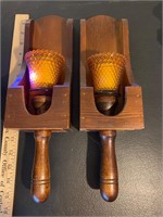 Vintage Candle Sconces-Amberina Holder