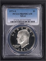 1971-S $1 Eisenhower Silver Dollar PCGS PR69DCAM
