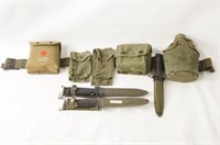US Military Belt rig with knives - Vietnam Era