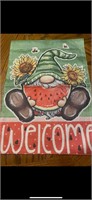 12 x 18  Double Sided Garden Flag Welcome Gnome