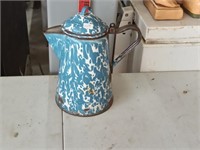 Antique b&w swirl graniteware coffee pot