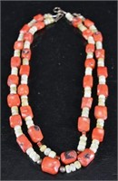 Two Jade And Red Coral Necklaces