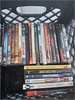 milk crate full of DVDs